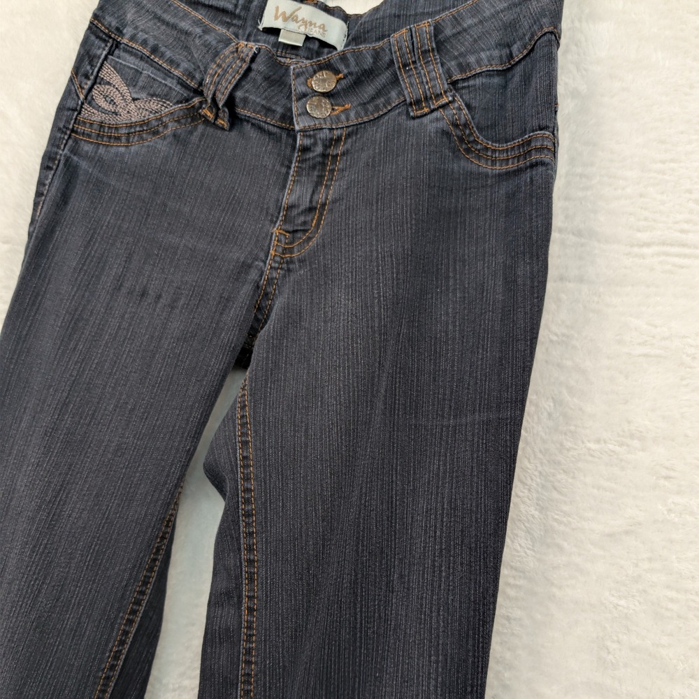 VTG Wanya Jeans Women's 28x33 Black Faded Slim Low Rise Bootcut Embroidered Y2K - Picture 8 of 12